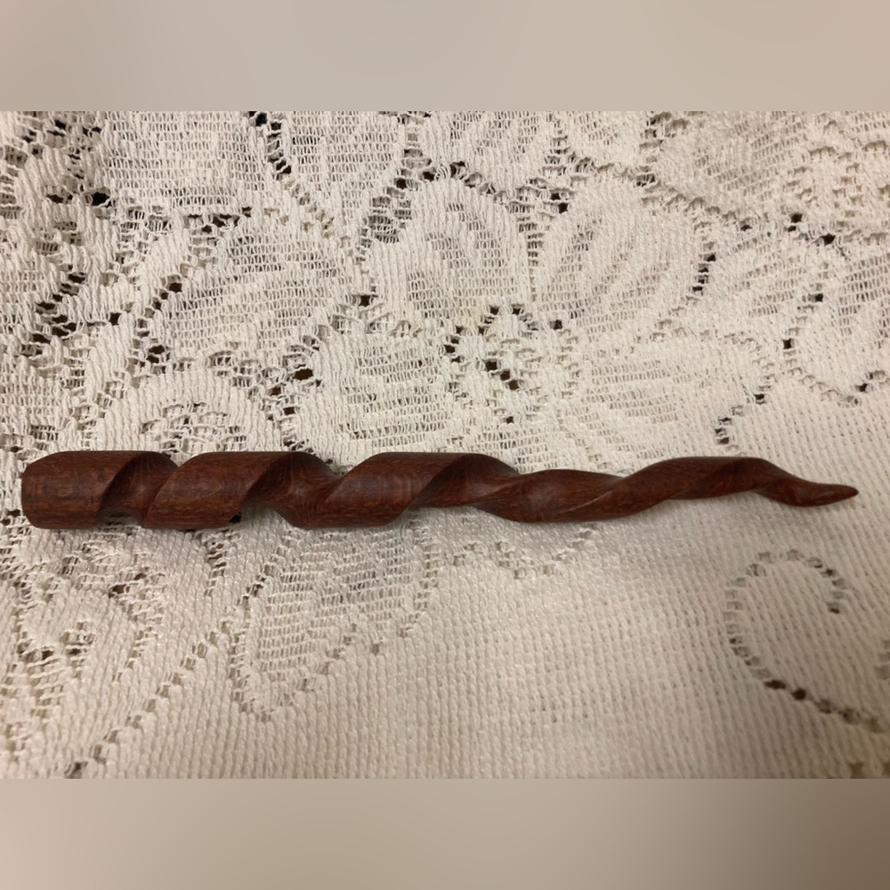 Artisan Made Hand Carved Wood Hairstick 6”